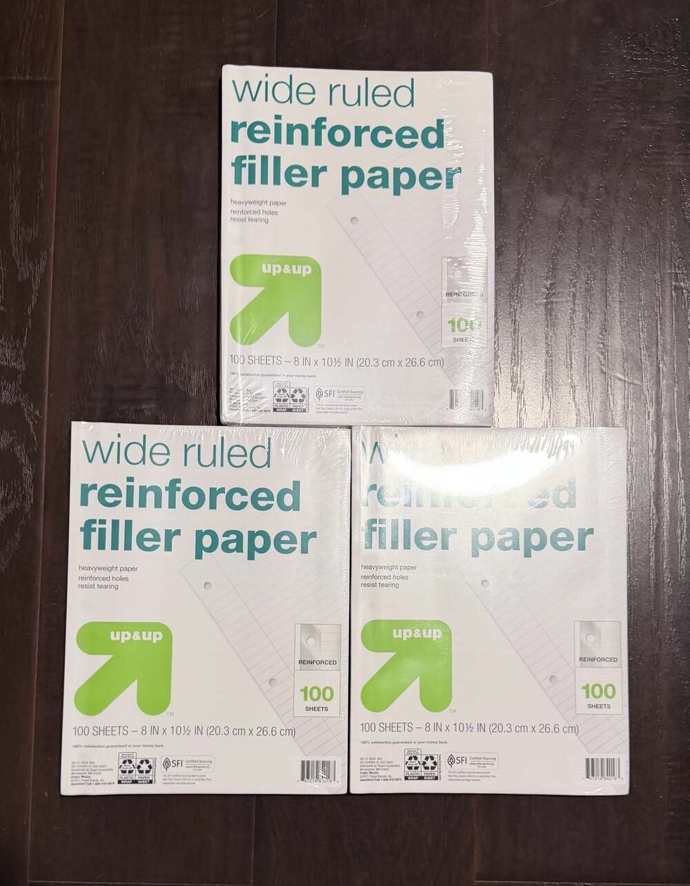 up&up Wide Ruled Reinforced Filler Paper 100 Sheets (3 Pack)